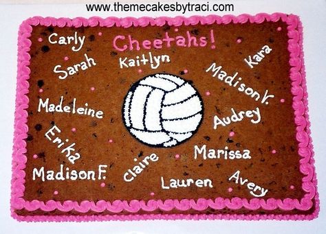 - This was suppose to be 13 volleyball cookies! I took too many orders and did not have the energy for cookies. The customer loved the cookie cake with all the names on it and said that there was nonw left after the party! Volleyball Themed Cake, Volleyball Iced Cookies, Birthday Cake Volleyball, Volleyball Sheet Cake, Volleyball Cookie Cake, Volleyball Birthday Cakes, Volleyball Cookies, Volleyball Party, Volleyball Tournaments