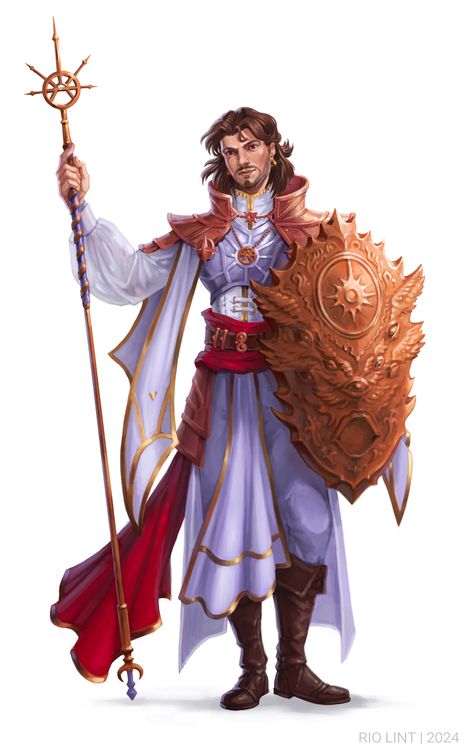 ArtStation - Zachary Sunrath, Rio Lint Cleric Of Lathander, Fantasy Cleric Male, Life Cleric, Dnd Villains, Dm Board, Cleric Dnd, Rpg Clothes, D D Classes, Epic Characters