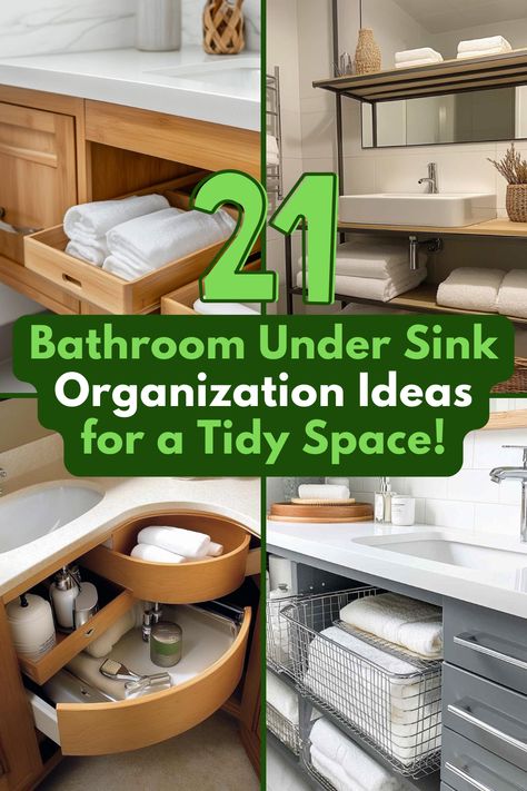 Tired of messy bathroom cabinets? These under sink organization ideas will help you keep everything in its place. Simple, affordable, and super effective – you’ll love the results! #BathroomOrganization #UnderSinkStorage #SmallSpaceSolutions #HomeOrganization #BathroomStorageIdeas Cabinet Organization Ideas Bathroom, Ikea Under Sink Storage Bathroom, Towels Under Bathroom Sink, Under Sink Towel Storage, Under Sink Organization Ideas, Bathroom Vanity Organization Under Sink, Bathroom Storage Ideas Under Sink, Under Bathroom Sink Storage Ideas, Under Sink Storage Bathroom