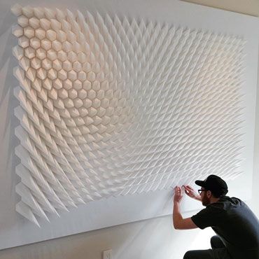 New Geometric Paper Sculptures from Matthew Shlian Matthew Shlian, Matt Shlian, Photowall Ideas, Art On Wall, Art On The Wall, Paper Engineering, Folding Origami, Geometric Sculpture, Colossal Art