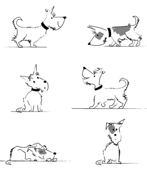 Landscape Simple, Dog Drawings, Simple Drawings, Dog Sketch, 강아지 그림, Animal Illustrations, Different Dogs, Dog Illustration, Animal Sketches