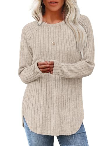 Limited-time deal: Saloogoe Long Sleeve Shirts for Women Tunic Tops for Women Loose Fit Dressy Crew Neck Pullover Basic Sweaters for Women 2024 Long Sleeve Shirts For Women, Tunic Tops For Women, Fitted Tunic Tops, Women Tunic, Fall Sweaters For Women, Fall Sweater Dress, Soft Knit Cardigan, Sweater Dress Casual, Basic Sweaters