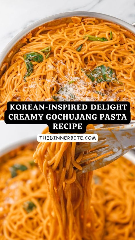 Get ready to experience a burst of flavors with this Korean-inspired Delight Creamy Gochujang Pasta Recipe! Made with rich cream, spicy gochujang paste, chewy rice pasta, and aromatic garlic, it's the perfect comfort meal that will leave you craving more. Gochujang Recipe Pasta, Creamy Korean Noodles, Korean Rose Pasta, Creamy Gochujang Pasta, Gochujang Noodles Recipe, Recipes With Gochujang Paste, Korean Pasta Recipes, Korean Gochujang Recipes, Gochujang Paste Recipe