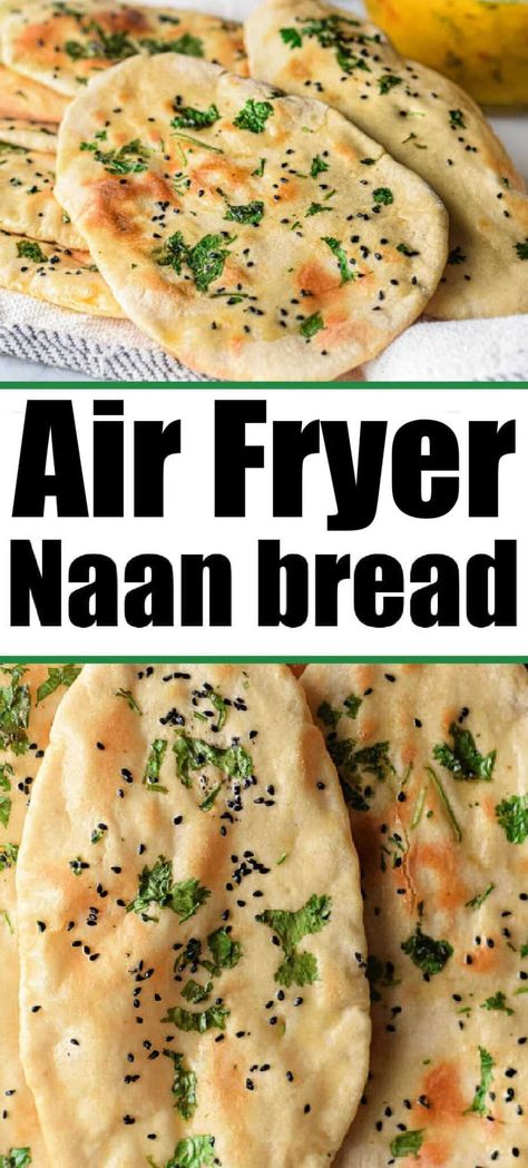 Homemade naan is simple, delicious, and can be cooked in several different ways including the air fryer! Delicious Indian bread. Air Fryer Naan, Naan At Home, Nan Recipe, Make Naan Bread, Homemade Ciabatta Bread, Garlic Naan Recipe, Naan Bread Pizza, Naan Bread Recipe, Homemade Naan