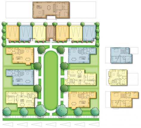 Small House Communities, Small Apartment Complex, Compound House, Site Development Plan, Social Housing Architecture, Pocket Neighborhood, Co Housing, Tiny House Village, Farm Plans