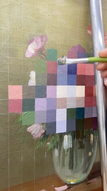 Pixelated Painting, Pixelated Flower, Sellable Art, Pixel Painting, Paint Flowers, A Level Art, Art Inspiration Painting, Painting Art Projects, Art Themes