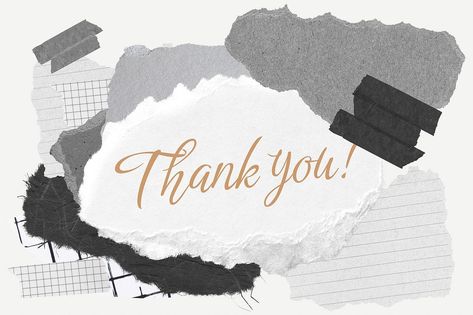 Thank you! word typography, aesthetic paper collage psd | free image by rawpixel.com / Ning Thank You Aesthetic Presentation, Thank You Images Aesthetic, Word Typography, Typography Aesthetic, Aesthetic Paper, Thank You Images, Grey Aesthetic, Drawing Aesthetic, Psd Background