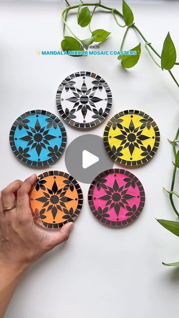 Vaishnavi | Mandala Artist on Instagram: "🌟Just finished crafting these gorgeous mandala mirrors and mosaic coasters using texture paste and mirrors. 🪞

Each piece is a unique work of art, perfect for adding a pop of color and elegance to your home! ✨

🎨 Handmade with love and meticulous attention to detail, these sets make amazing gifts or a beautiful addition to your own decor. Don’t miss out—grab yours now before they’re gone!

✨ DM to order ✨

Buy these directly from their website:
http://www.mirrorglassworldwide.com

Use these discount codes for extra discount:

VAISHNAVI5 on purchase above ₹2000
VAISHNAVI10 on purchse above ₹4000
VAISHNAVI20 on purchase above ₹6000

Mirrors: @mirrorglassworldwide 
Grouting paste: @sprinkles_and_splash @simplymosaics 
Wax pencil: @thedottingcenter Lippan Art Coasters, Mosaic Coasters Diy, Mandala Mirror Art, Mirror Mandala Art, Lippin Art, Mosaic Coasters, Mirror Coasters, Diya Decoration, Lippan Art