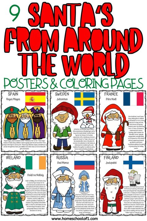 Christmas Traditions Around The World For Kids, Santa Around The World, Christmas In England For Kids, Christmas In Australia For Kids, Christmas Around The World Food, Christmas Around The World Decorations, Christmas Around The World Preschool, Christmas Around The World Party, Christmas Around The World Crafts