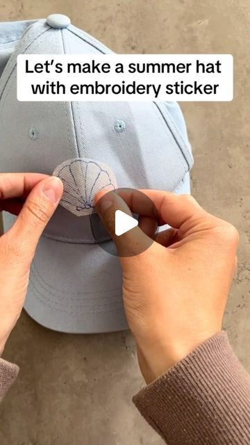 Ina Agalliou| Fiber artist 🧵 on Instagram: "I created some new packs with embroidery stickers and decided to use one of them on this hat! 🧢   Hand embroidery stickers are the easiest to use!   . . #embroiderystickers #handembroidery #diy #embroideredclothes #modernembroidery" How To Embroider A Hat By Hand, Embroider Hat Diy, Embroidered Baseball Caps Diy, Embroidered Hat Diy, Embroidery Hat Ideas, Diy Embroidery Hat, Embroidery Caps Ideas, Embroidery Patches Diy, Embroidery Stickers