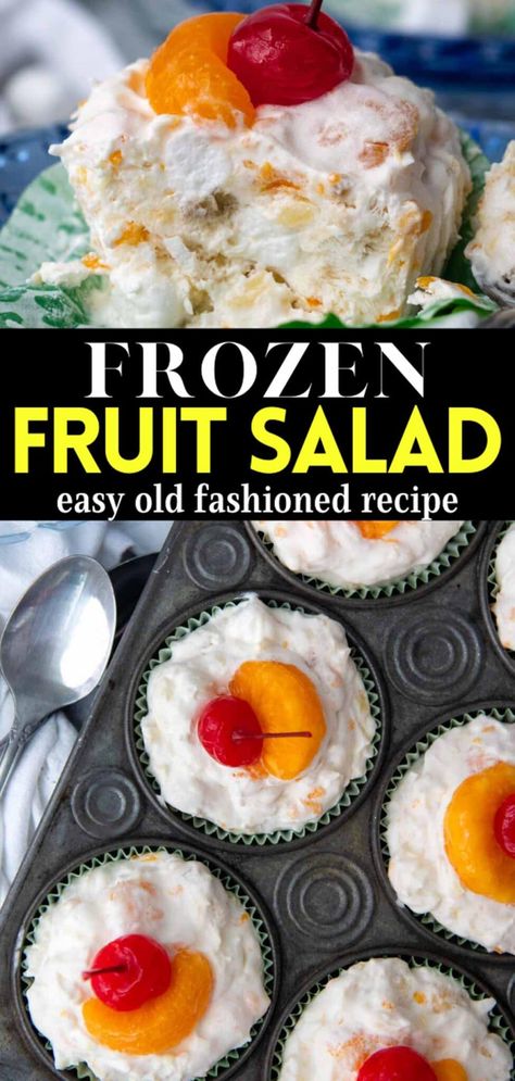 Frozen Fruit Salad Old Fashioned Fruit Salad, Mamagourmand Recipes, Frozen Fruit Salad, Frozen Fruit Salads, Jello Salads, Cheesecake Oreo, Fruit Salad Recipe, Fruit Salad Easy, Homemade Snickers