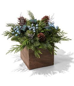 #LLBean: Green Tartan Fir Centerpiece Christmas Table Decorations Centerpiece Elegant, Birch Centerpieces, Thanksgiving Floral Arrangements, Winter Floral Arrangements, Tartan Ribbon, Thanksgiving Floral, Green Centerpieces, Greenery Centerpiece, Winter Centerpieces