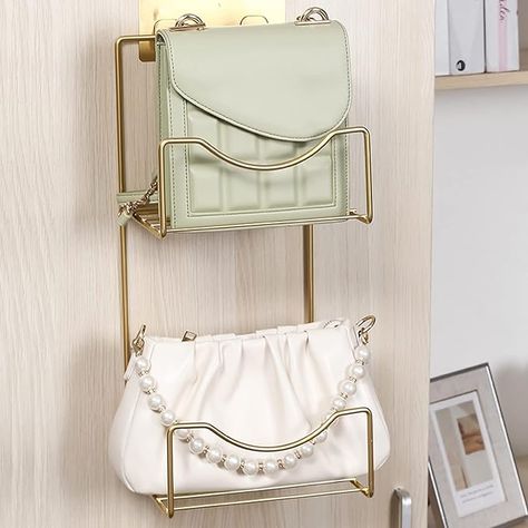 Amazon.com: TRGGBH Wall Mount Handbag Organizer with 2 Layer Shelf, Metal Iron Purse Storage Hanger Hanging Organizer for Over Door and Closet, Universal and No Drilling : Home & Kitchen Layer Shelf, Handbag Organizer, Purse Storage, Purse Hanger, Handbag Organization, Hanging Organizer, Closet System, Purse Organization, Room Type