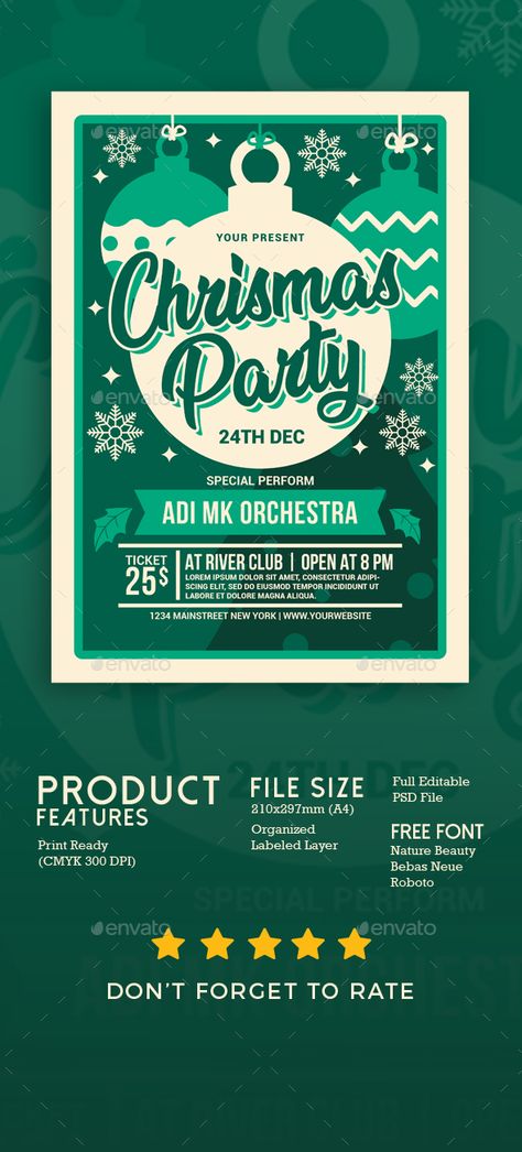 Christmas Party #Christmas, #Party Christmas Poster Design, Christmas Party Flyer, Christmas Party Poster, Christmas Flyer Template, Flyers Design, Party Flyer Template, Christmas Flyer, New Years Poster, Event Poster Design