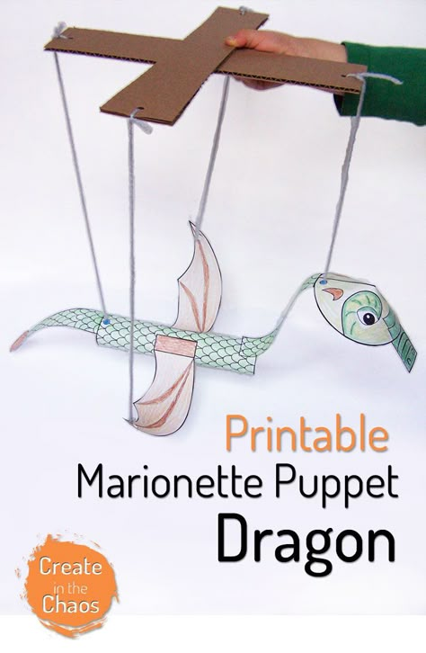 Great printable craft for kids - Printable dragon marionette puppet Bored Kids, Marionette Puppet, Dragon Crafts, Diy Projects For Kids, Fun Craft, Camping Crafts, Printable Crafts, Craft For Kids, Fun Crafts For Kids