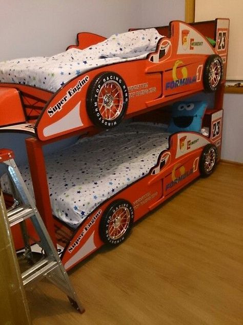 Race Car Bunk Bed, Car Bunk Bed, Race Car Bedroom, Cars Bedroom Decor, Twin Bed Mattress, Bunk Beds For Boys Room, Kids Car Bed, Race Car Bed, Bed Bunk