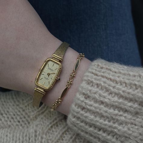 Vintage Dufonte Watch Gorgeous gold watch with... - Depop Vintage Watches Women Aesthetic, Dainty Gold Watches, Vintage Dainty Watch, Vintage Gold Watch Women’s, Vintage Watch Aesthetic, Vintage Watch Women, Dainty Watches, Gold Vintage Watch, Vintage Gold Watch