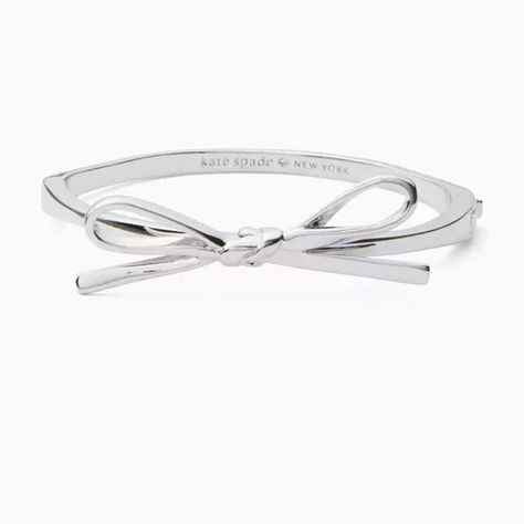 $79 Kate Spade Skinny Mini Bow Bangle In Silver Kate Spade Luxury Silver Bag, Kate Spade Silver Bag, Kate Spade Bangle Jewelry For Gift, Silver Kate Spade Bangle Bracelet, Elegant Kate Spade Metal Bracelets, Kate Spade Bow Bracelet, Kate Spade Bracelet, Kate Spade Bangle, Kate Spade Jewelry