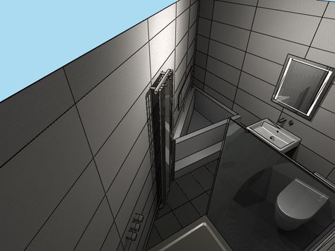 Initial plans for and awkwardly shaped triangular ensiute shower room designed by Room H2O Small Triangle Bathroom Ideas, Triangle Bathroom Layout, Triangular Shower Bathroom, Shower Sink Toilet Layout, Shower Opposite Toilet, Triangular Bathroom, Small Ensuite Dimensions, Triangle Bathroom, Warehouse Project