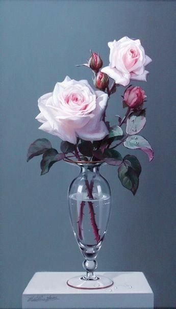 Still Life Flowers, Beautiful Flower Arrangements, Beautiful Rose Flowers, Still Life Art, Rose Painting, Flower Art Painting, Arte Floral, Amazing Flowers, Flower Wallpaper