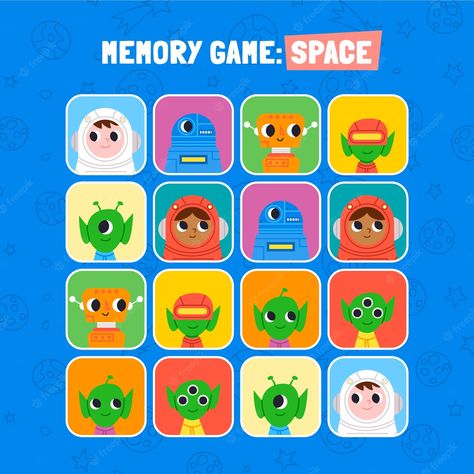 Free Vector | Hand drawn memory game cards Hand Drawn Game Art, Memory Card Game, Game Themes, Memory Game, Kids Cartoon, Game Icon, Game Cards, Memory Games, Vector Hand