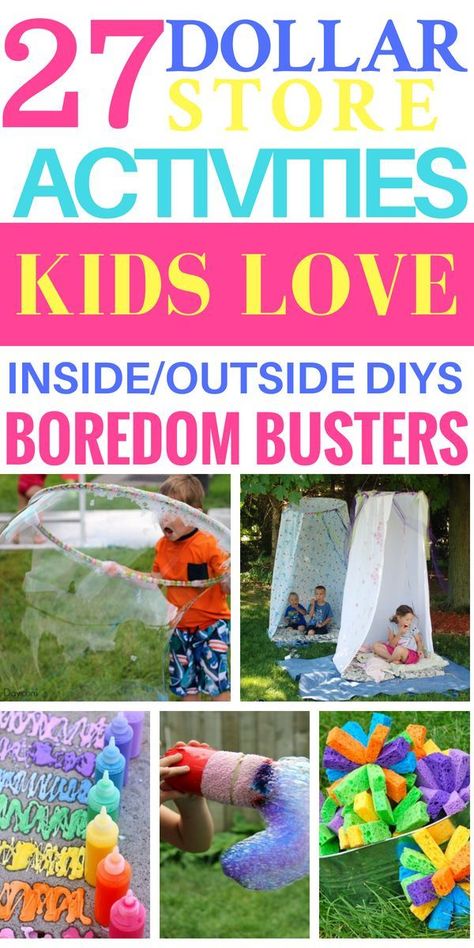 These dollar store ideas are the best to keep your kids busy this summer! Over 28 summer kids activities for boys & girls of all ages! From outdoor water and sensory play activities to indoor rainy day crafts there’s plenty of dollar store hacks to keep your kids entertained all summer long! #kidsactivities #activities #summer #diy #DIYkidsgames Dollar Store Activities, Summer Kids Activities, Dollar Store Ideas, Diy Kids Games, Summer Fun For Kids, Rainy Day Crafts, Activities For Boys, Outdoor Games For Kids, Dollar Store Hacks