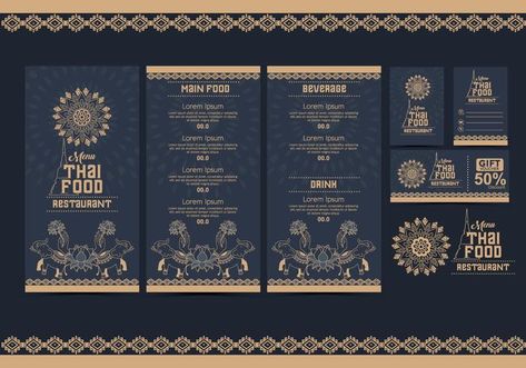 Thai Menu Template Vector Vol 2 Thai Restaurant Menu, Catering Menu Design, Christmas Menu Design, Thai Food Menu, Menu Design Layout, New Year Menu, Thai Menu, Free Menu Templates, Restaurant Card