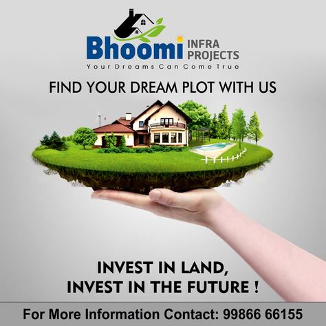 Bhoomi Infra Projects Your Dreams Can Come True  Find Your Dream Plot With Us  Invest In Land, Invest In the Future!  Bhoomi Nest Residential Sites at Railways Gollahali, Near Nelamangala Tumkur Road, Bengaluru.  20*30 site @ Just Rs. 4 Lakhs  Contact Us At - 9986666155  #BhoomiInfraProjects #properties #realestates #investment #construction #bangalorerealestate #propertyforsale #propertydevelopment #PropertyInvestment #propertymarket #propertysales #propertymarketing Creative Real Estate, Moving To A New City, Investing In Land, Banks Ads, Architecture Photography Buildings, Real Estate Marketing Design, Real Estate Ads, Instant Loans, Church Poster Design