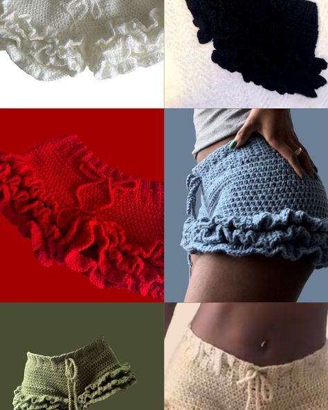 the colors are limitless! don’t see your color? add your color in the special instructions ✨🫶🏾 . . . . #crochet #crocheting #crochetbuckethat #jewelsyarncreations #blackwomencrochet #crochetersofinstagram #summer #streetwear #crochetshorts #ruffledshorts Ombre Crochet Projects, Crochet Skirt Mini, Crochet Ideas One Color, Crochet Two Piece Set, Crotchet Fits, Crochet Patterns Clothes, Cool Crochet Ideas, Crochet Outfit Ideas, Crochet Photoshoot