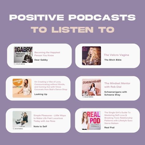 Want to turn your listening time into a positivity party? These positive podcasts are your ticket to a brighter, happier day! Join us as we dive into shows that celebrate the good, uplift spirits, and inspire greatness. Get ready to soak in the positivity wave! #PodcastLove #PositivityMatters #PodcastCommunity Affirmation Podcasts, Positive Podcasts, Good Podcasts, Dear Media, Motivational Podcasts, Facing Fear, Development Books, Youtube Business, Spiritual Advisor