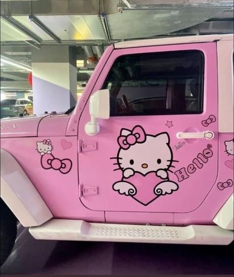 Hello Kitty Jeep, Kitty Aesthetic, Aesthetic Disney, Hello Kitty Car, Y2k Hello Kitty, Pink Jeep, Hello Kitty Rooms, Hello Kitty Themes, Hello Kitty Aesthetic