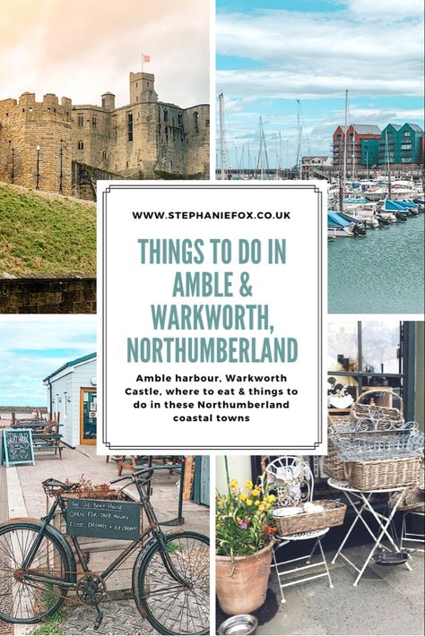 Things To Do In Amble & Warkworth, Northumberland UK. Visit these two coastal Northumberland towns and there’s plenty to see and do. Walk around Amble Harbout, visit the English Heritage site of Warkworth Castle. Get fish and chips or ice cream, paddle up the river, even take a Puffin Cruise. This and much more in a locally written guide to Amble and Warkworth. #amble #warkworth #northumberland #northeast #englandtravel Warkworth Castle, Northumberland England, Northumberland Coast, Uk Holidays, English Heritage, England And Scotland, Short Break, Beer Garden, Coastal Cottage