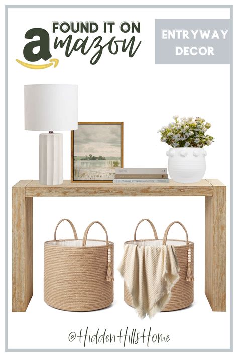 Amazon entryway decor ideas Entryway Table Baskets, Amazon Entryway Table, Entry Way Table Decor Simple, Amazon Console Table, Amazon Table Decor, Modern Organic Entryway, Organic Modern Entryway, Front Entryway Decor, Small Entry Tables