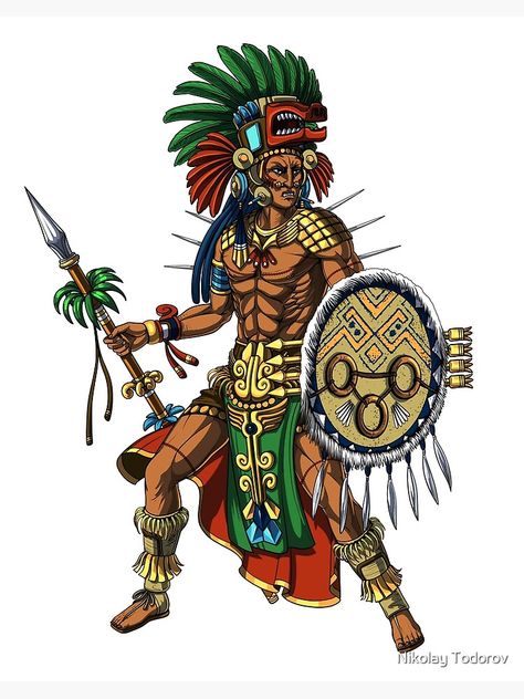 "Mayan Warrior" Art Board Print for Sale by Nikolay Todorov | Redbubble Maya Warrior, Aztec Costume, Mayan Warrior, Mexican Art Painting, Geisha Tattoo Design, Ancient Mexico, Ancient Aztecs, Grey Alien, Warrior Art