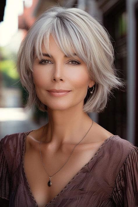 100 Mesmerizing Haircuts for Women over 60. Don't Forget To Check Number 66 Ali Bailey London Hair, Medium Haircuts For Women Fine Hair, Short Shag Grey Hair, Grandma Haircut, Hair Styles Over 60 Woman, Medium Length Grey Hair With Bangs, Grey Haircuts For Women, Haircuts For Medium Length Hair With Bangs, Short To Medium Length Haircut