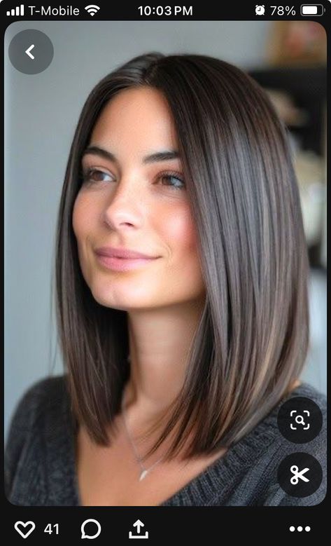 Bobs Shoulder Length, One Length Thick Hair, Lob Haircut Celebrities, Long Bob Haircuts Dark Brown, Dark Lob Haircut Straight, Jlo Haircuts, Medium Bob Hairstyles Dark Hair, Straight Across Short Haircut, Long Bob For Straight Fine Hair