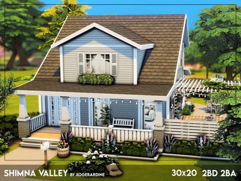 The Sims Resource - Shimna Valley (NO CC) One Story Sims House, Casa No The Sims, Sims 4 Grandparents House, No Cc Sims 4 House, Casas No The Sims 4, Ts4 House Download, Sims 4 House Exterior, Sims 4 Starter House, Basegame House Sims 4