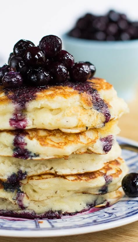 Stack Of Pancakes, Buttermilk Pancakes Fluffy, Blueberry Compote, Breakfast And Brunch, Blueberry Pancakes, What's For Breakfast, Buttermilk Pancakes, Blueberry Recipes, Breakfast Pancakes