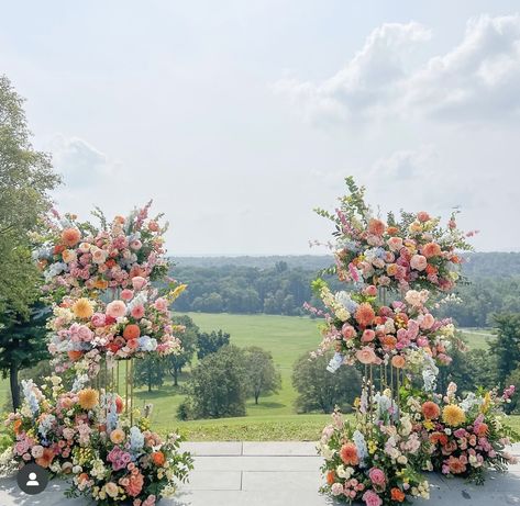 Bright Wedding Theme, Colorful Wedding Decor, Bold Wedding Colors, Wedding Floral Arch, Old Instagram, Wildflower Wedding Theme, Garden Theme Wedding, Dream Wedding Decorations, Outdoor Wedding Inspiration