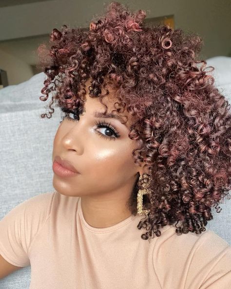 Dark rose gold for the fall 🙌🏾 @danaeamponsah Curtain Hair, Short Haircuts For Curly Hair, Natural Hair Highlights, Hair Expo, Mixed Girl, Medium Length Curly Hair, Blonde Curly Hair, Black Hair With Highlights, Colored Curly Hair