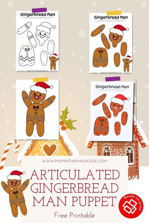 Get into the holiday spirit with this free printable Gingerbread Man puppet! Choose from a colored version or color your own. Perfect for Christmas crafting fun.#ChristmasCrafts #GingerbreadMan #HolidayDIY #PrintableCrafts #FamilyFun Gingerbread Man Puppets Free Printable, Free Printable Gingerbread Man, Gingerbread Man Story, Gingerbread Man Crafts, Easy Gingerbread, Puppets For Kids, Advent Activities, Festive Crafts, Christmas Crafting