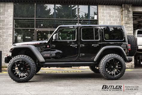 Jeep, by Butler Tire. Black Jeep Wrangler Unlimited Sahara, Jeep Wrangler Rims, Black Jeep Wrangler Unlimited, Jeep Wrangler Tires, Jeep Wrangler Wheels, Blue Jeep Wrangler, Black Jeep Wrangler, Car Adventure, Jeep Sahara