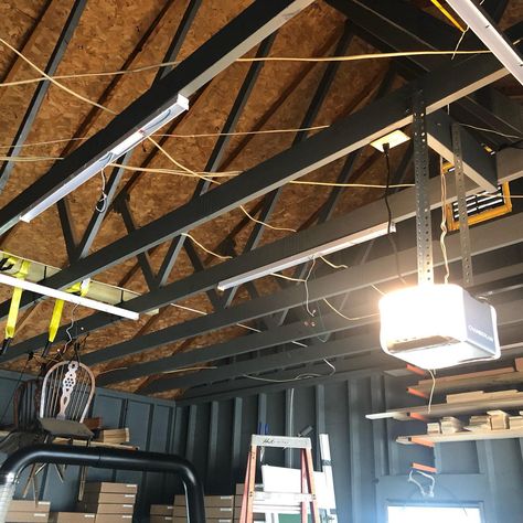 Exposed Garage Ceiling Ideas -kellyelectricservicesllc Vaulted Garage Ceiling Storage, Exposed Garage Ceiling, Vaulted Garage Ceiling, Open Ceiling Garage, Garage Ceiling Covering Ideas, Garage Ceiling Paint Ideas, Garage Electrical Ideas, Finishing Garage Ceiling, Garage Ceiling Design