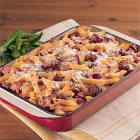 Pasta Rustica, William Sonoma Recipes, Layered Pasta, Hearty Beef Stew, Pasta Rice, Hot Italian Sausage, Three Cheese, Turkey Sausage, Chicken Sausage