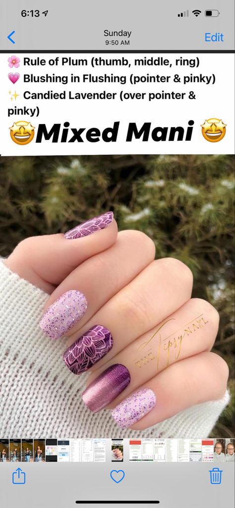 Rule Of Plum Color Street Combo, Candied Lavender, Nail Color Combos, 2023 Nails, Pink Mauve, Nail Styles, Street Nails, Plum Color, Color Street Nails