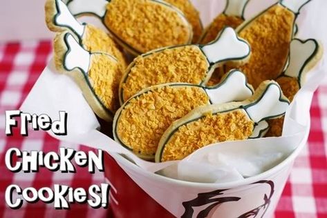 Bake at 350: Desserts for Dudes : Fried Chicken Cookies ! Fried Cookies, Chicken Cookies, National Fried Chicken Day, Popeyes Chicken, Gross Food, Kfc Chicken, Kentucky Fried, Man Food, Baking Blog