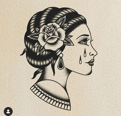 Old School Face Tattoo, Romani Head Tattoo, Romani Woman Tattoo, Romani Tattoos, Traditional Woman Tattoo, Traditional Tattoo Woman Face, Skull Traditional Tattoo, Flapper Tattoo, Traditional Tattoo Girls