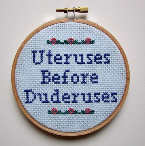 Ann Perkins, Uteruses Before Duderuses, Amazing Embroidery, Trendy Embroidery, Leslie Knope, Parks And Rec, Subversive Cross Stitch, Cross Stitch Funny, Modern Cross