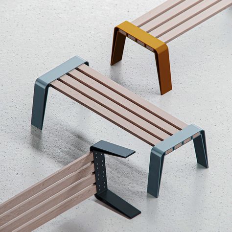 P4 Bench on Behance Metal And Wood Bench, Cnc Furniture Plans, Sofa Design Wood, Bench Design, Outdoor Benches, Steel Bench, Public Space Design, Cnc Furniture, Fusion 360