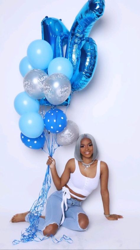 Blue Photoshoot Birthday, Blue And White Photoshoot Outfits, Blue Birthday Shoot, Blue Birthday Photoshoot, 16th Photoshoot, Scorpio Szn, 16 Photoshoot, Photoshoot Lights, 16th Birthday Outfit